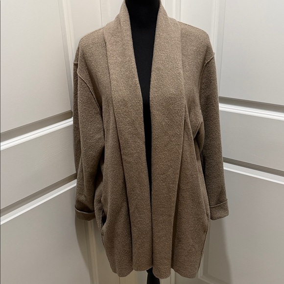 Eileen Fisher Sweaters - Eileen Fisher Open-Front Wool Cardigan in Taupe Brown